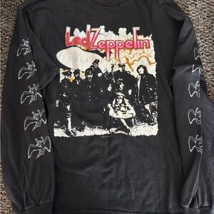 Vintage Rare LED Zeppelin 2 Long Tee Black Graphic Men's Shirt - XL